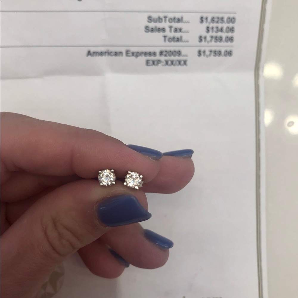 White 14 Karat Diamond Stud Earrings Pr .75Ct G-VS